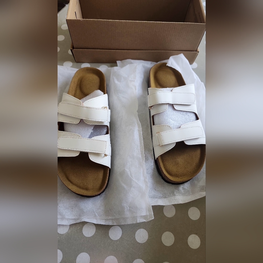 Cork Footbed Sandals for Women: Comfortable Arch Support Slides for Beach Walkin